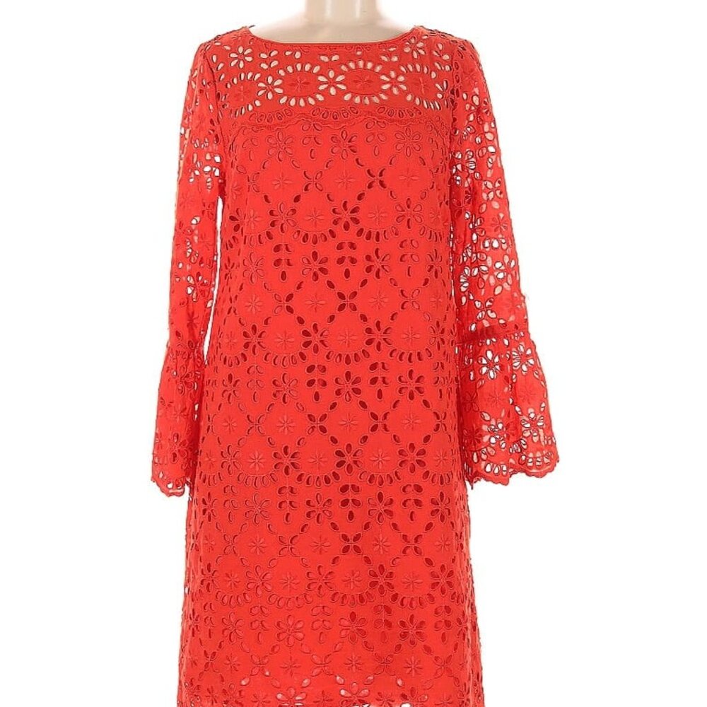 J. Crew Red Cocktail Sheath Dress with Bell Sleeves